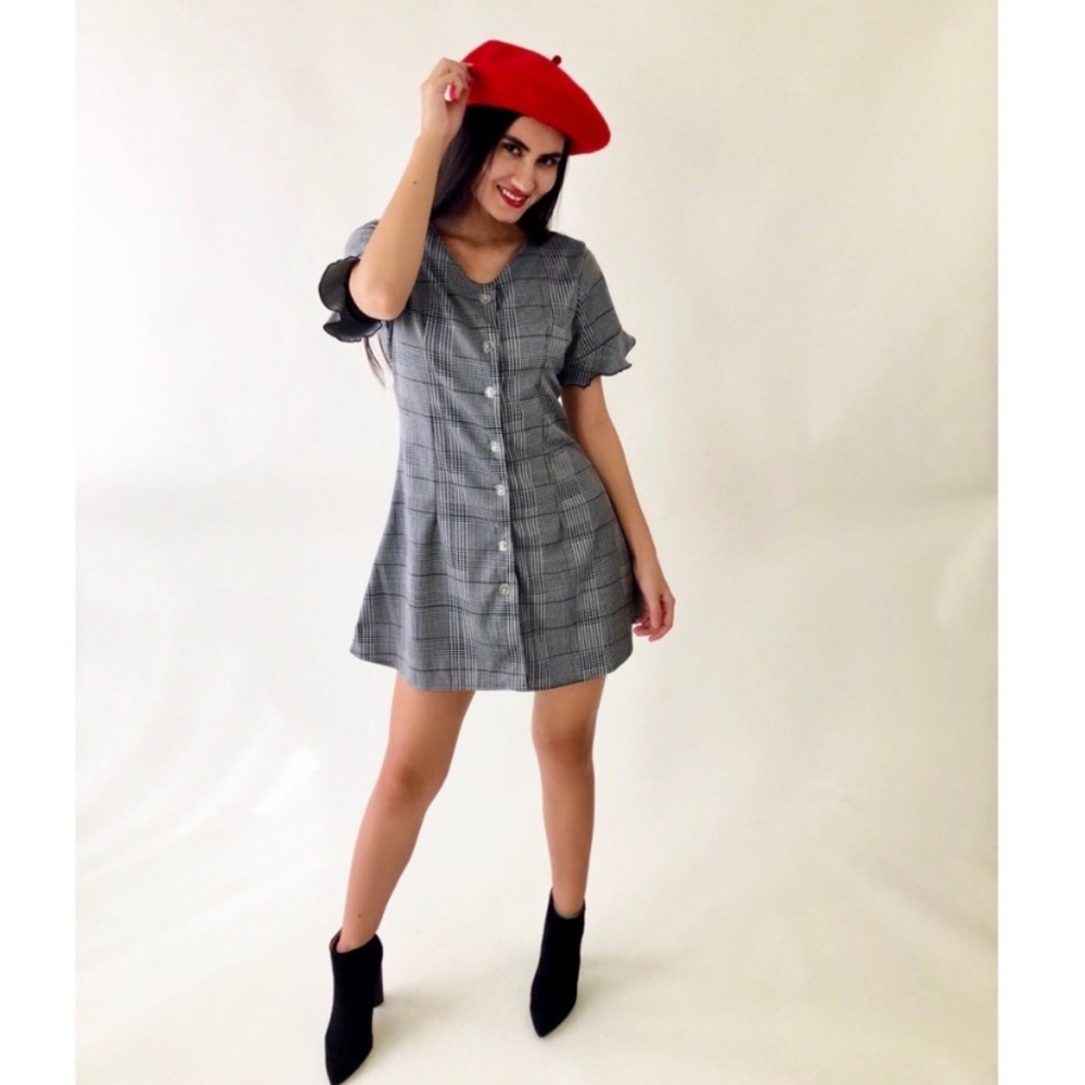Plaid button down dress